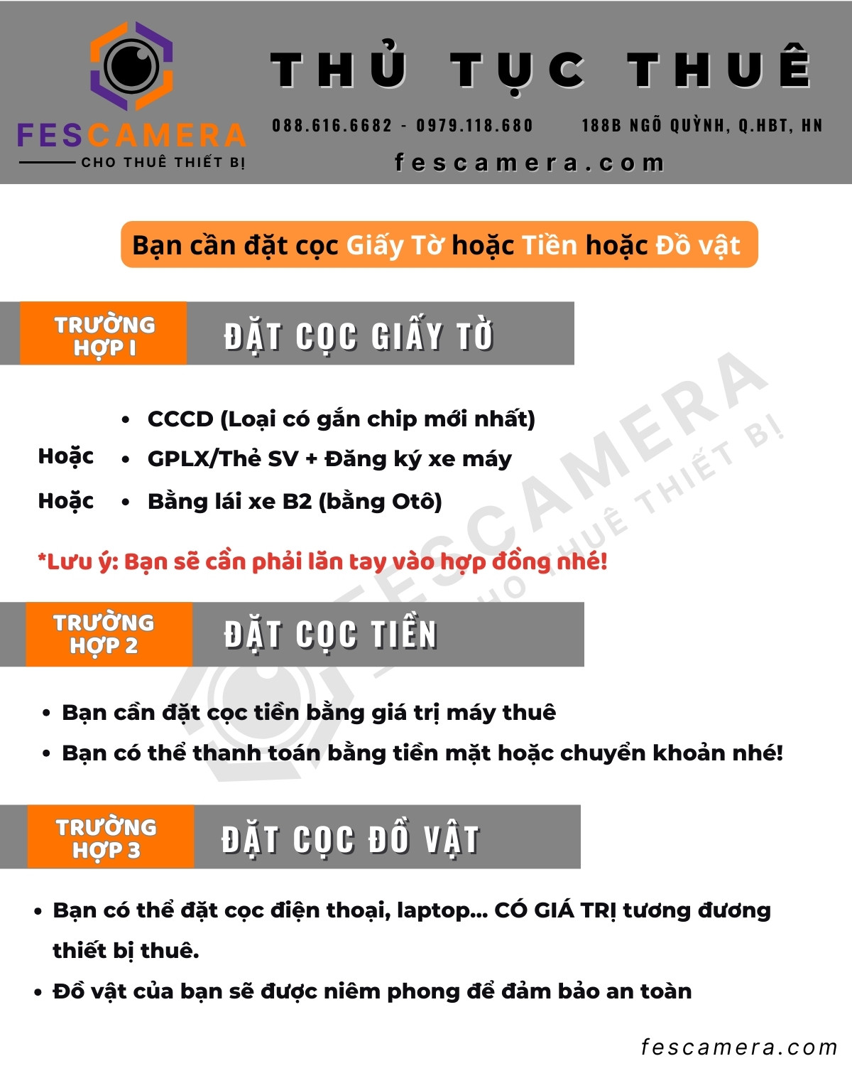 thủ tục thuê Gopro Insta360 Osmo Fescam tại hà nội